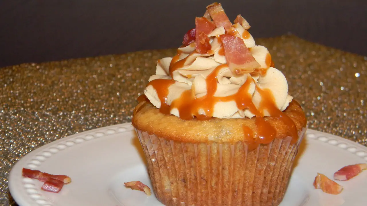 Craziest Cupcake Flavors - Banana Cupcakes with Peanut Butter Buttercream and Bacon