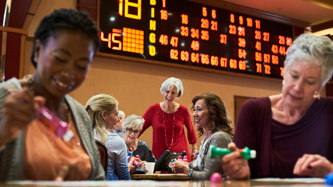 A group of women playing Bingo at the casino