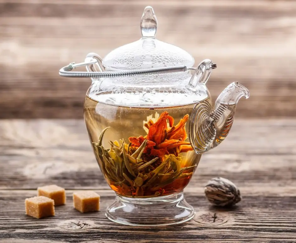 Blooming Flower Tea in Glass Teapot