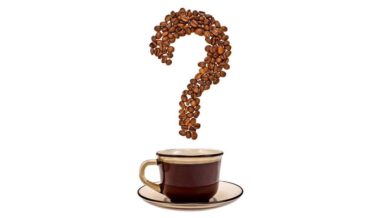 Coffee cup with a coffee bean question