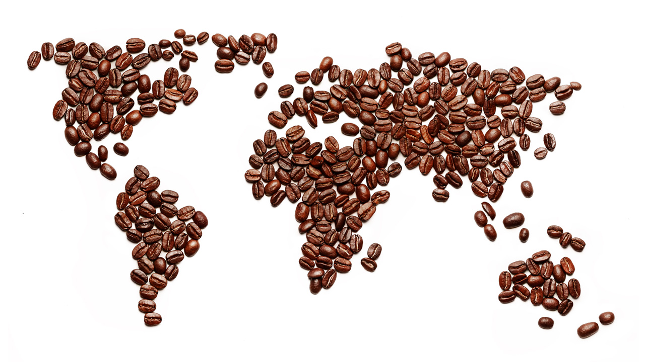 Coffee beans as a world map
