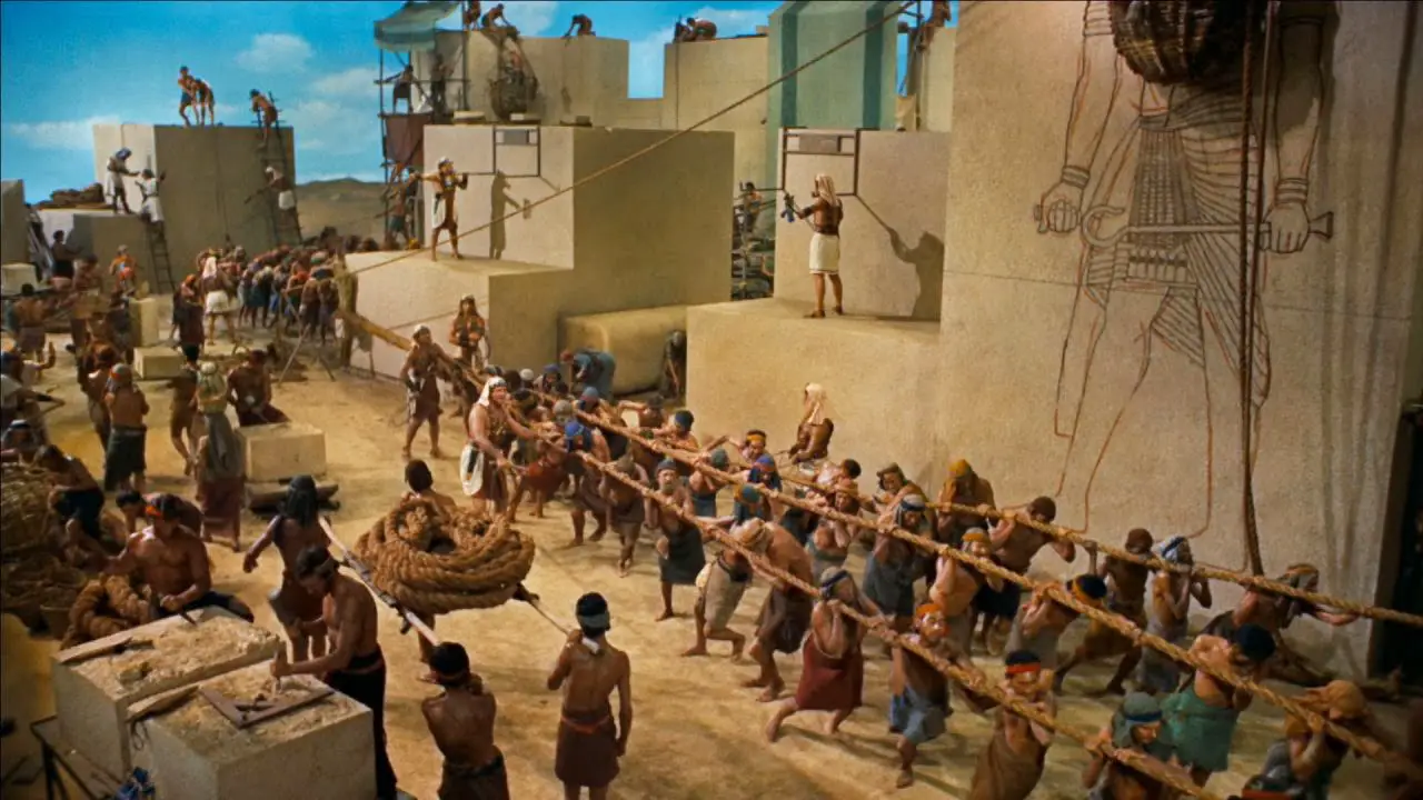 Depiction of ancient Egyptians building a pyramid