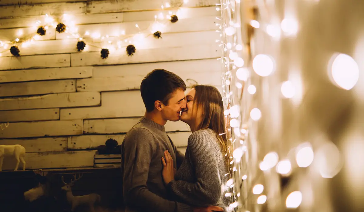 Man and woman kissing